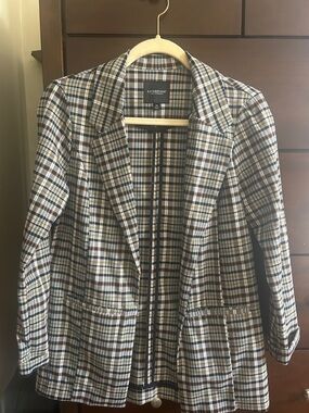 Liverpool Plaid Blazer in Blue and Tan